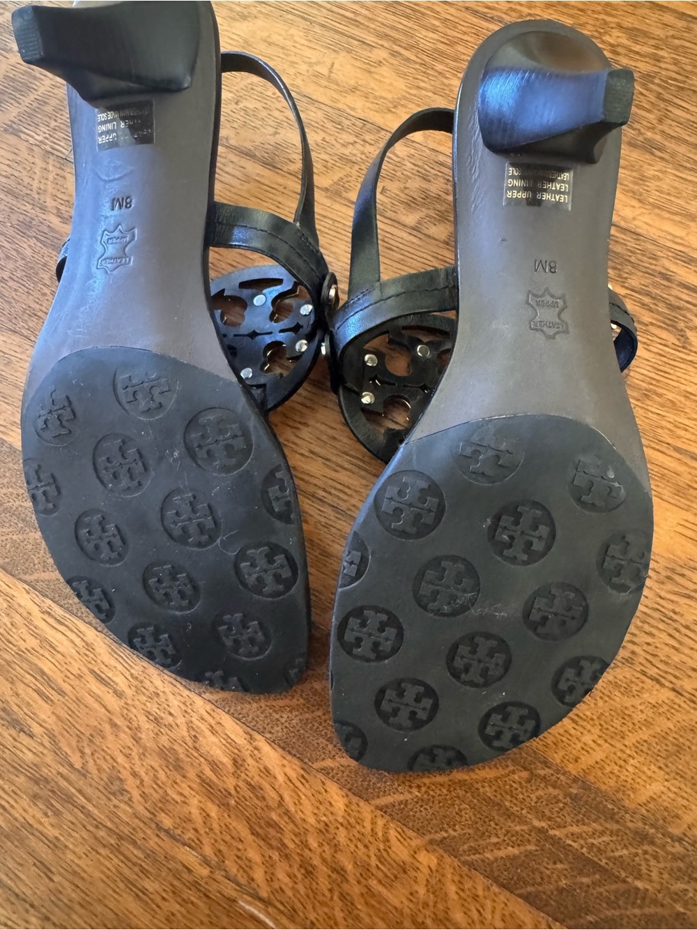 Tory Burch Black heeled Sandals with Silver Logo - Picture 5 of 5